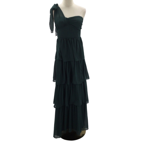 LULU'S M Elevated Vision Green Tiered Cocktail Bridesmaid Party Maxi Dress B142 - Picture 2 of 9